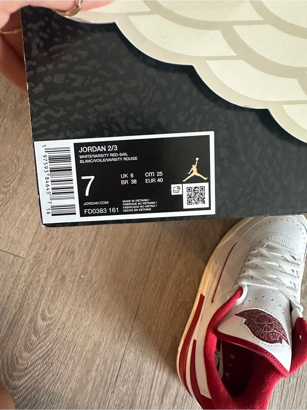 Jordan 2/3 White Varsity Red